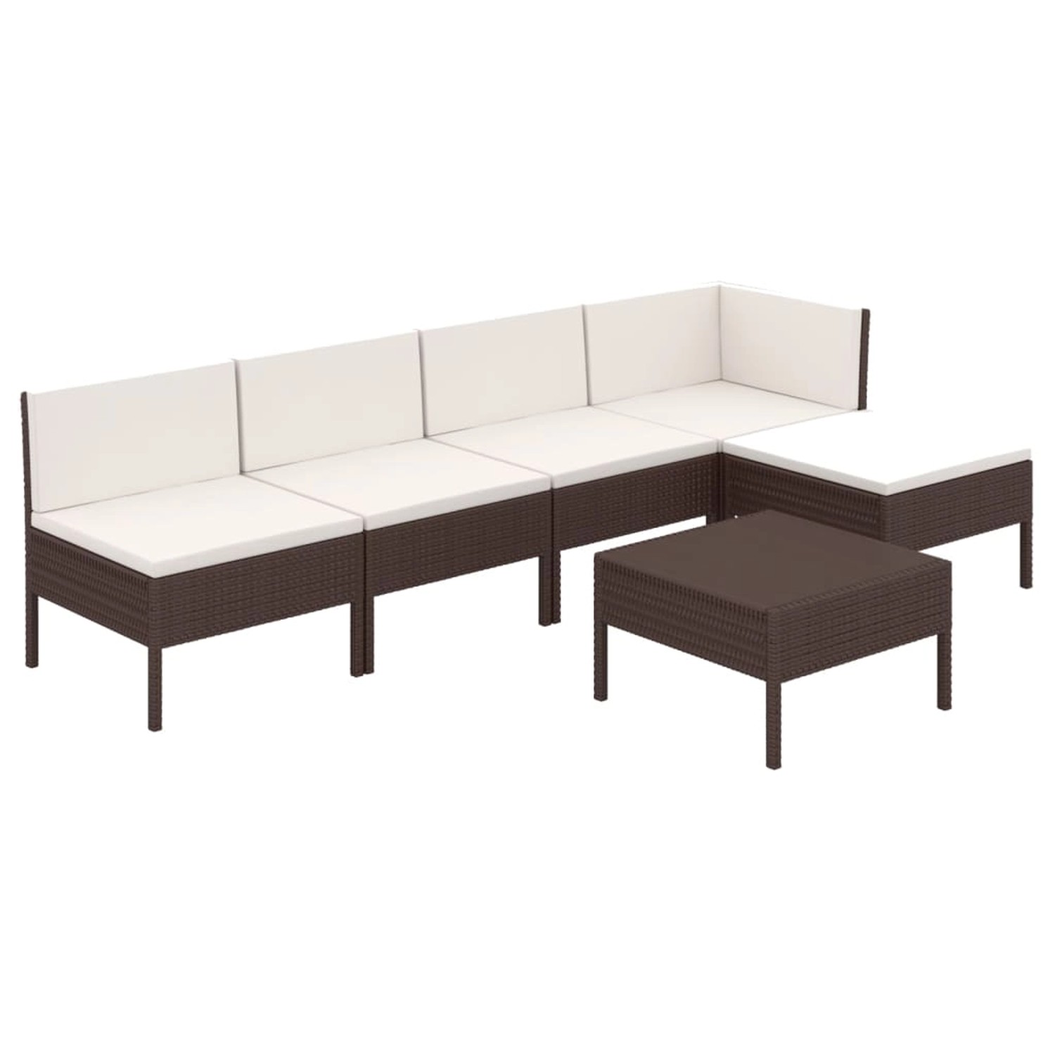 6-tlg. Garten-lounge-set Mit Auflagen Poly Rattan Braun günstig online kaufen