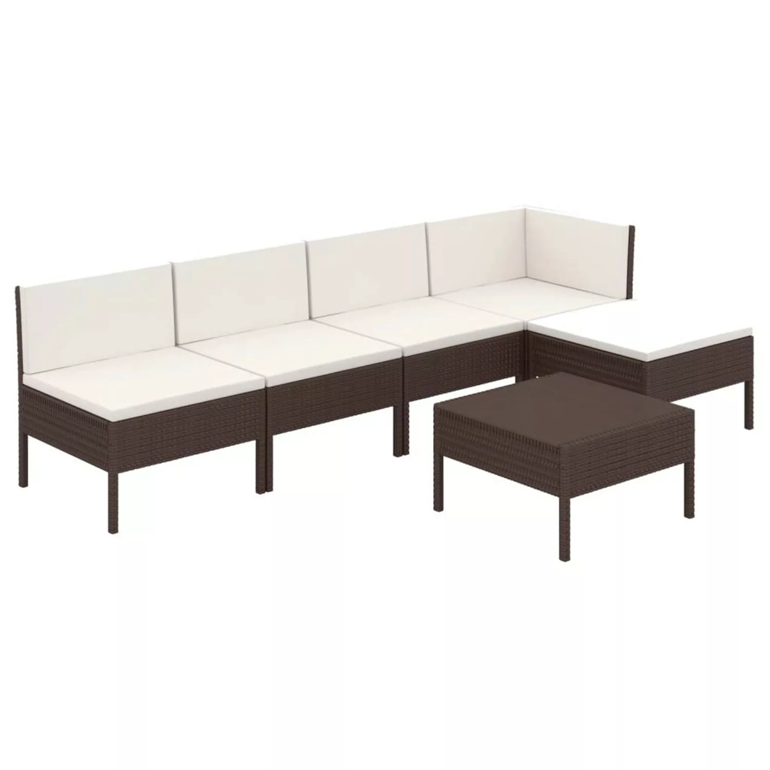 6-tlg. Garten-lounge-set Mit Auflagen Poly Rattan Braun günstig online kaufen