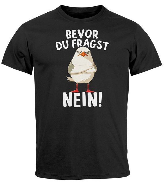 MoonWorks Print-Shirt Herren T-Shirt Bevor Du Fragst Nein Möwe Anti Motivat günstig online kaufen