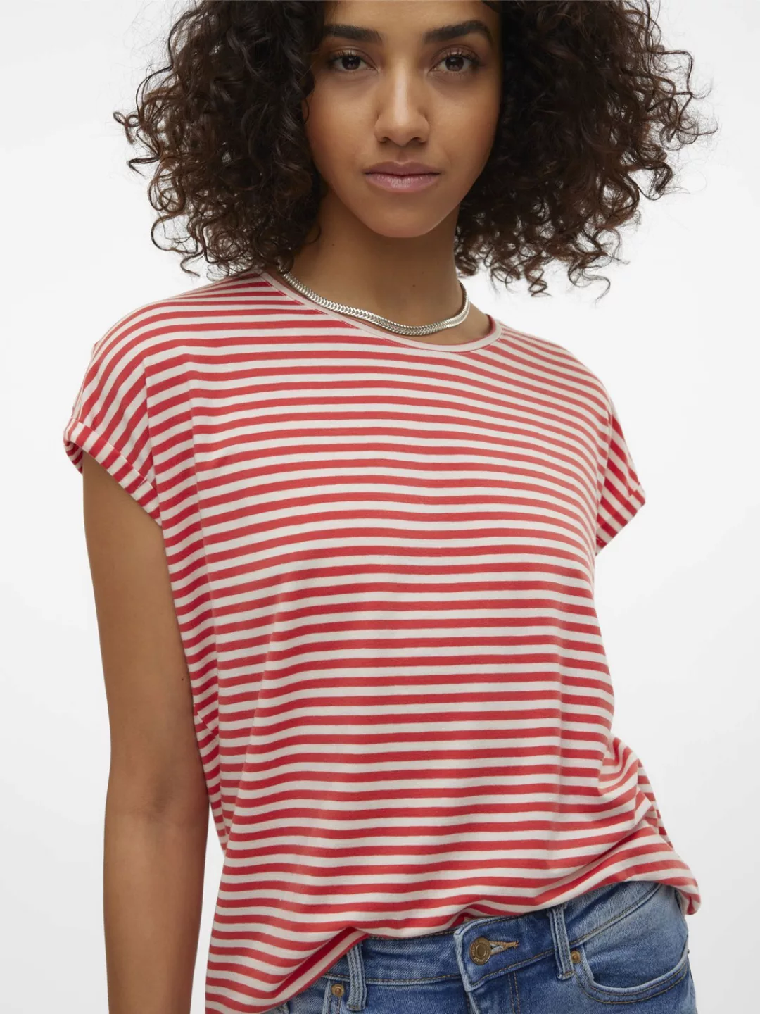 Vero Moda Rundhalsshirt VMAVA PLAIN SS TOP STRIPE GA JRS NOOS günstig online kaufen