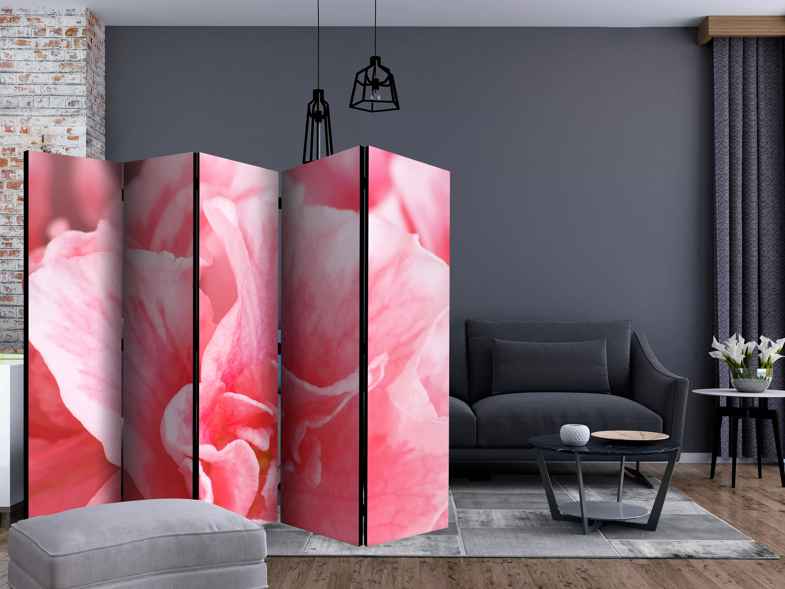 5-teiliges Paravent - Pink Azalea Flowers Ii [room Dividers] günstig online kaufen