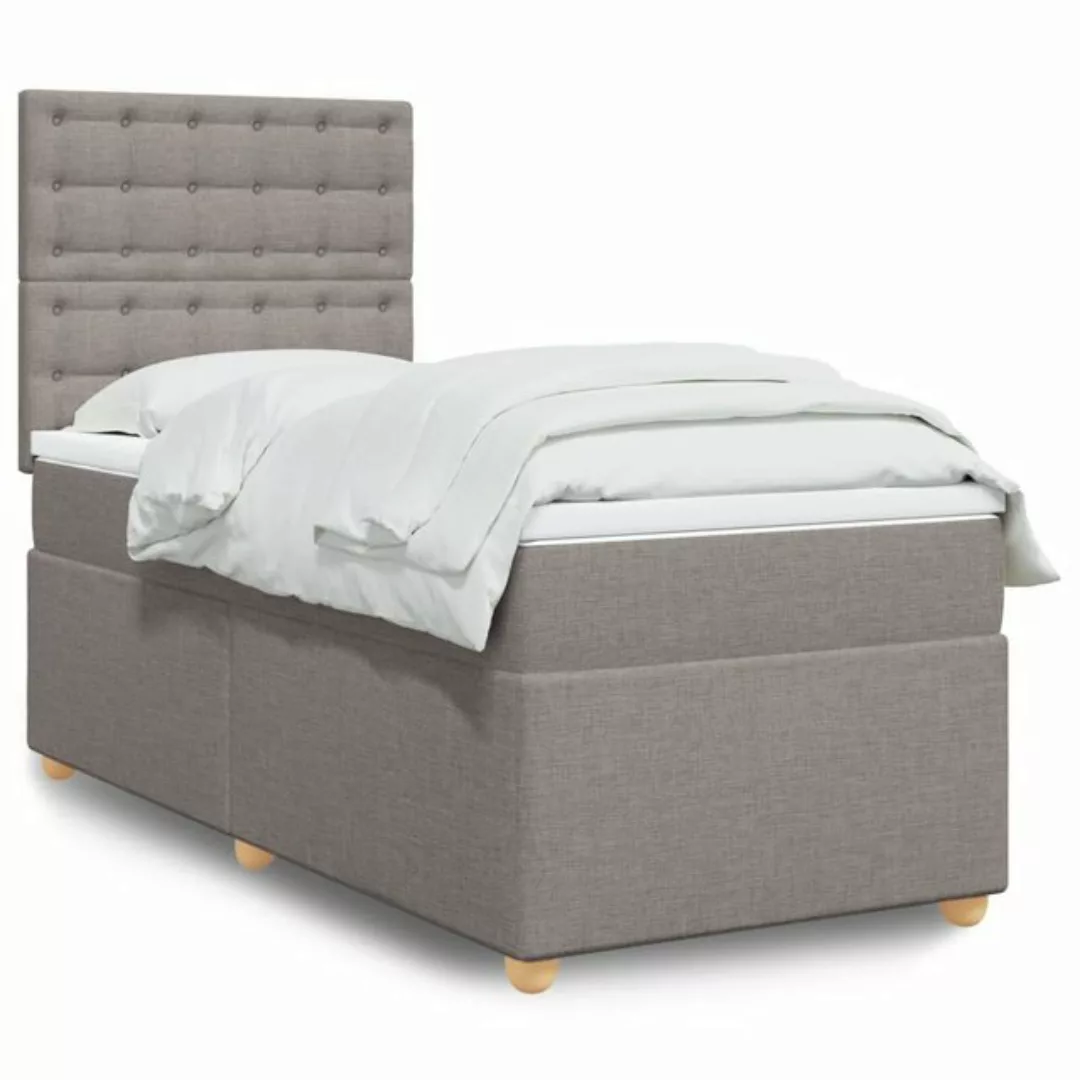 vidaXL Bett Boxspringbett mit Matratze Taupe 80x200 cm Stoff günstig online kaufen