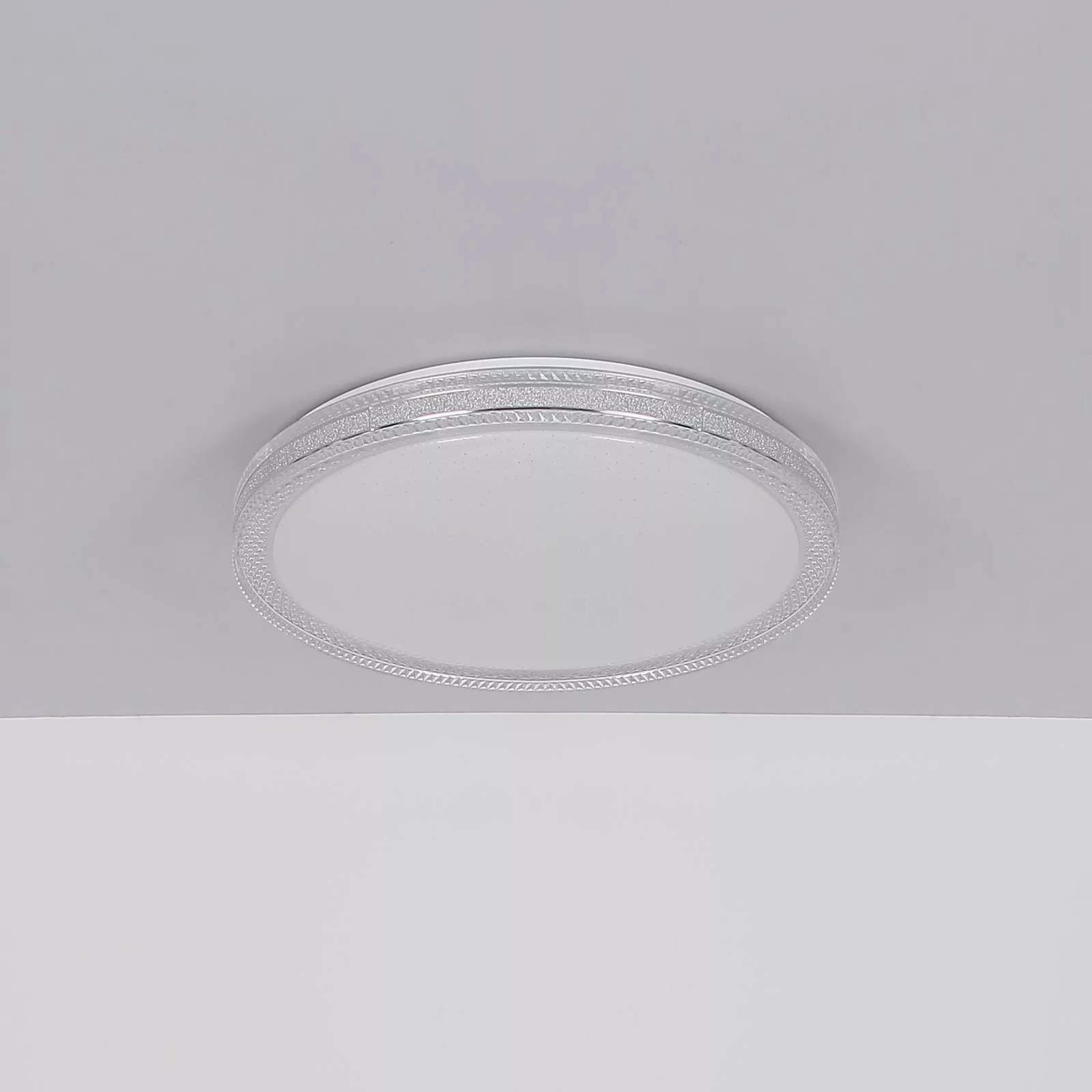 LED-Deckenleuchte Veleno, weiß, Ø 49 cm, Glitzer-Effekt günstig online kaufen