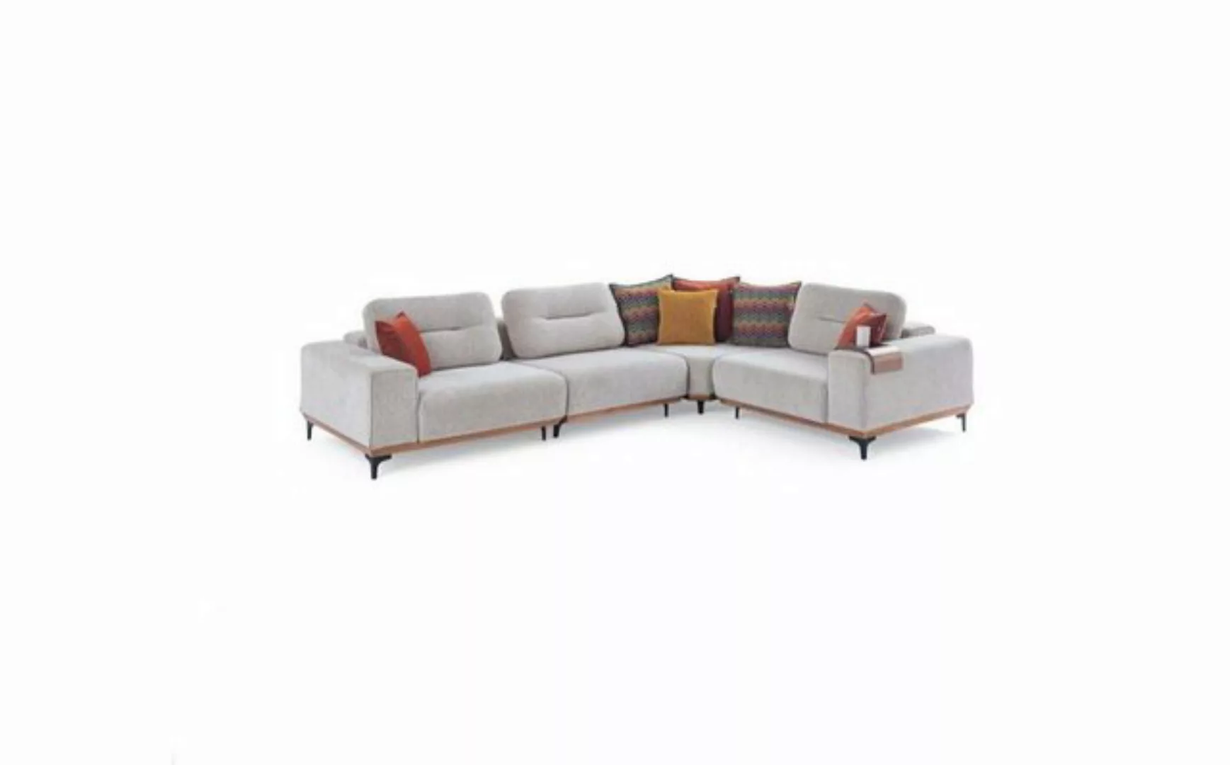 Xlmoebel Ecksofa Modernes L-förmiges weißes Sofa mit Holzgestell für das Wo günstig online kaufen