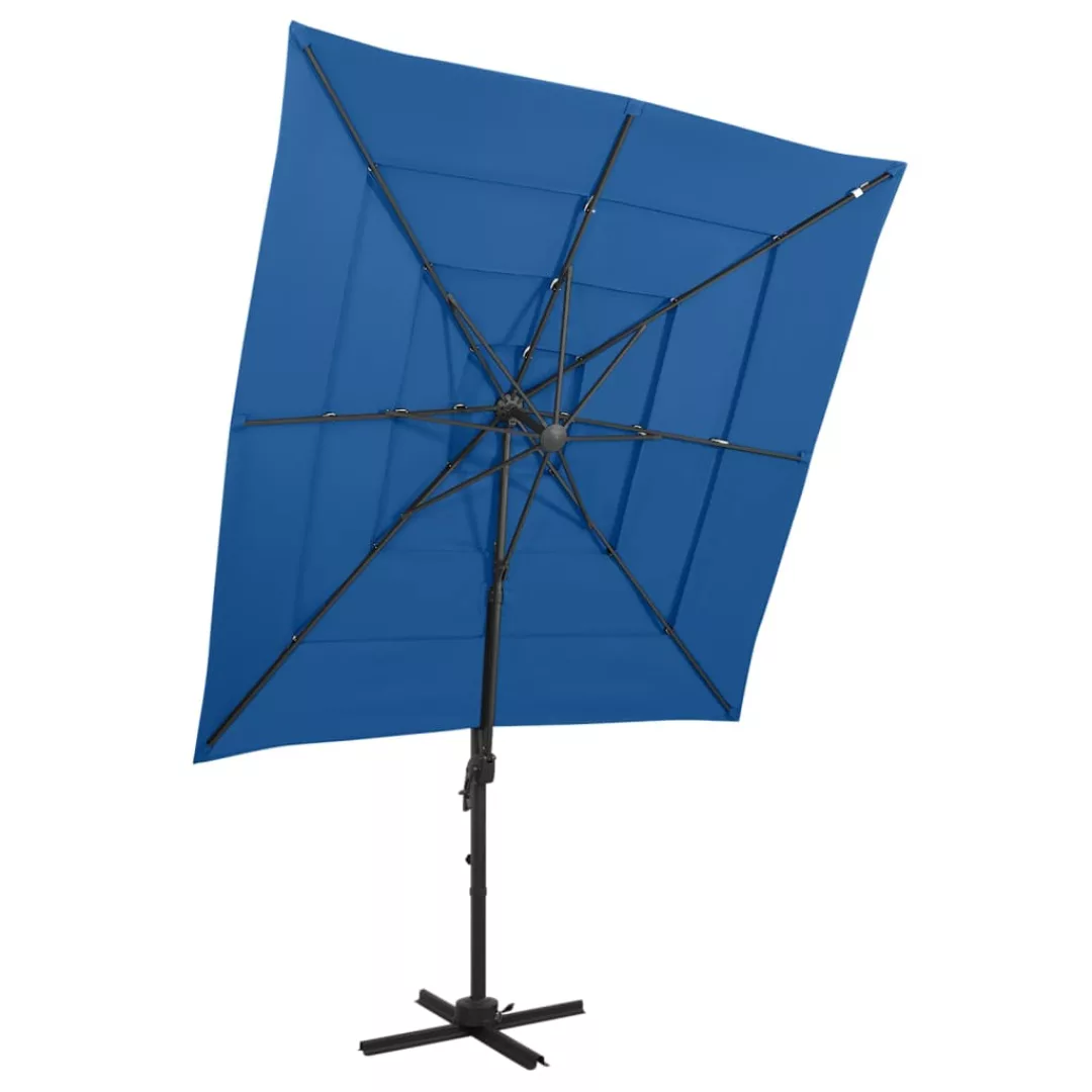 Sonnenschirm Mit Aluminium-mast 4-lagig Azurblau 250x250 Cm günstig online kaufen