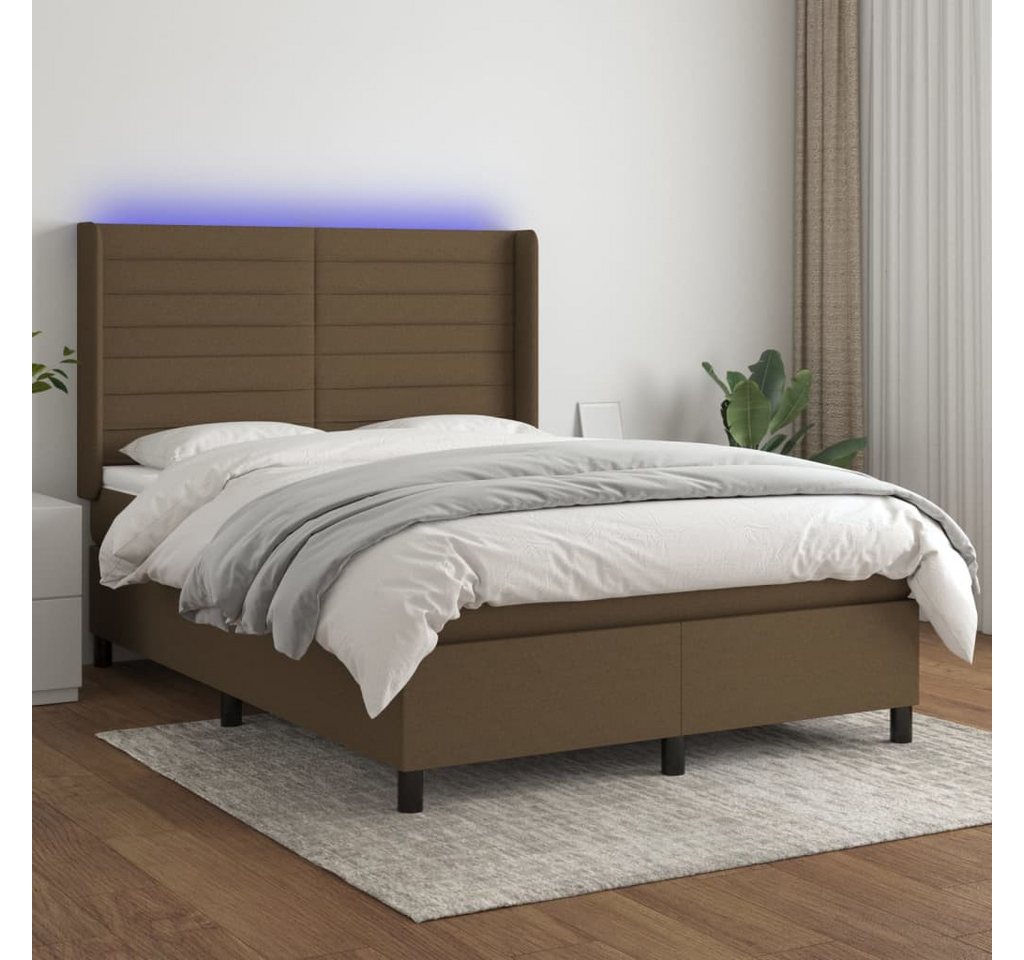 vidaXL Boxspringbett Boxspringbett mit Matratze und LED Stoff (140 x 190 cm günstig online kaufen