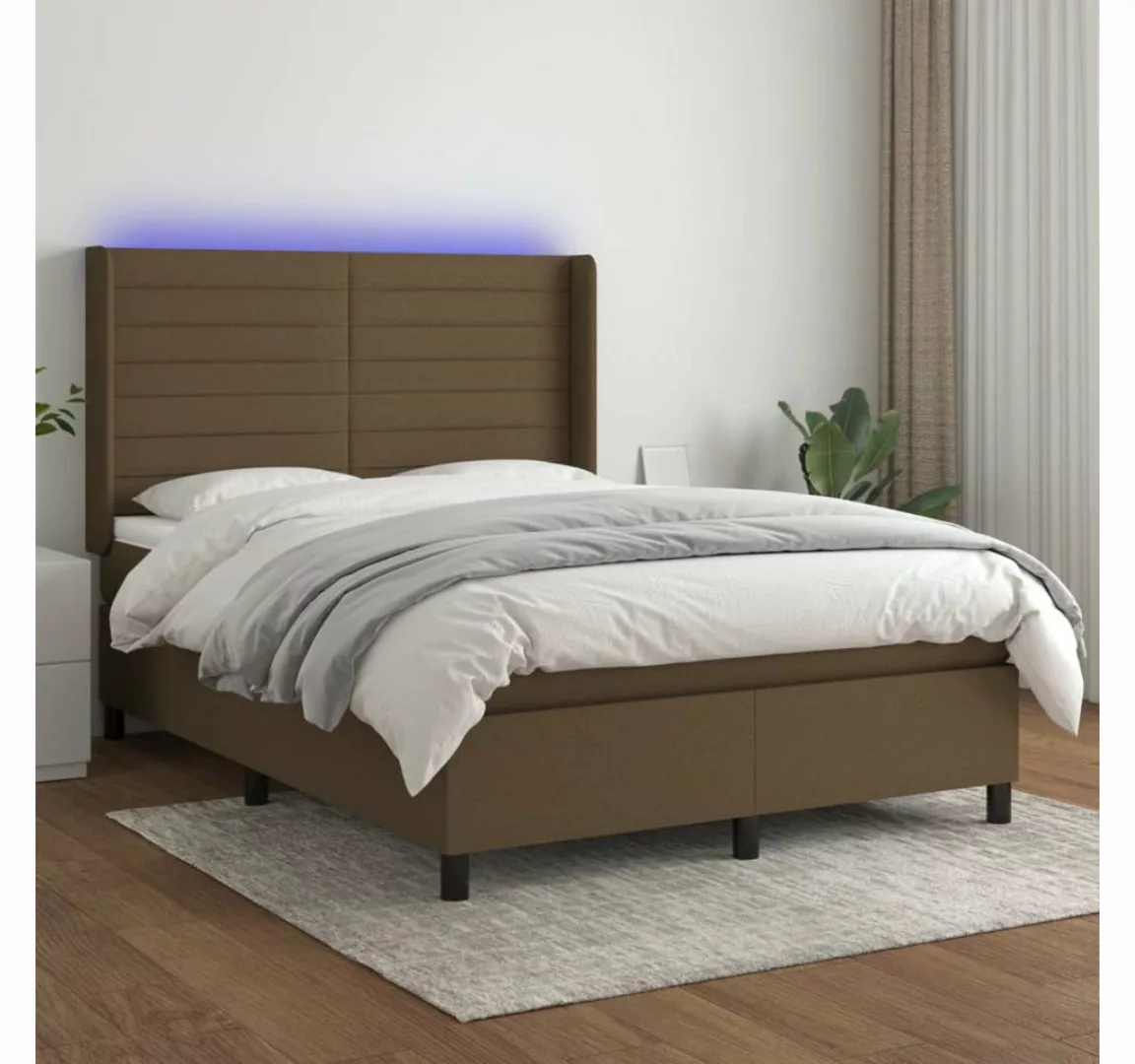 vidaXL Boxspringbett Boxspringbett mit Matratze und LED Stoff (140 x 190 cm günstig online kaufen