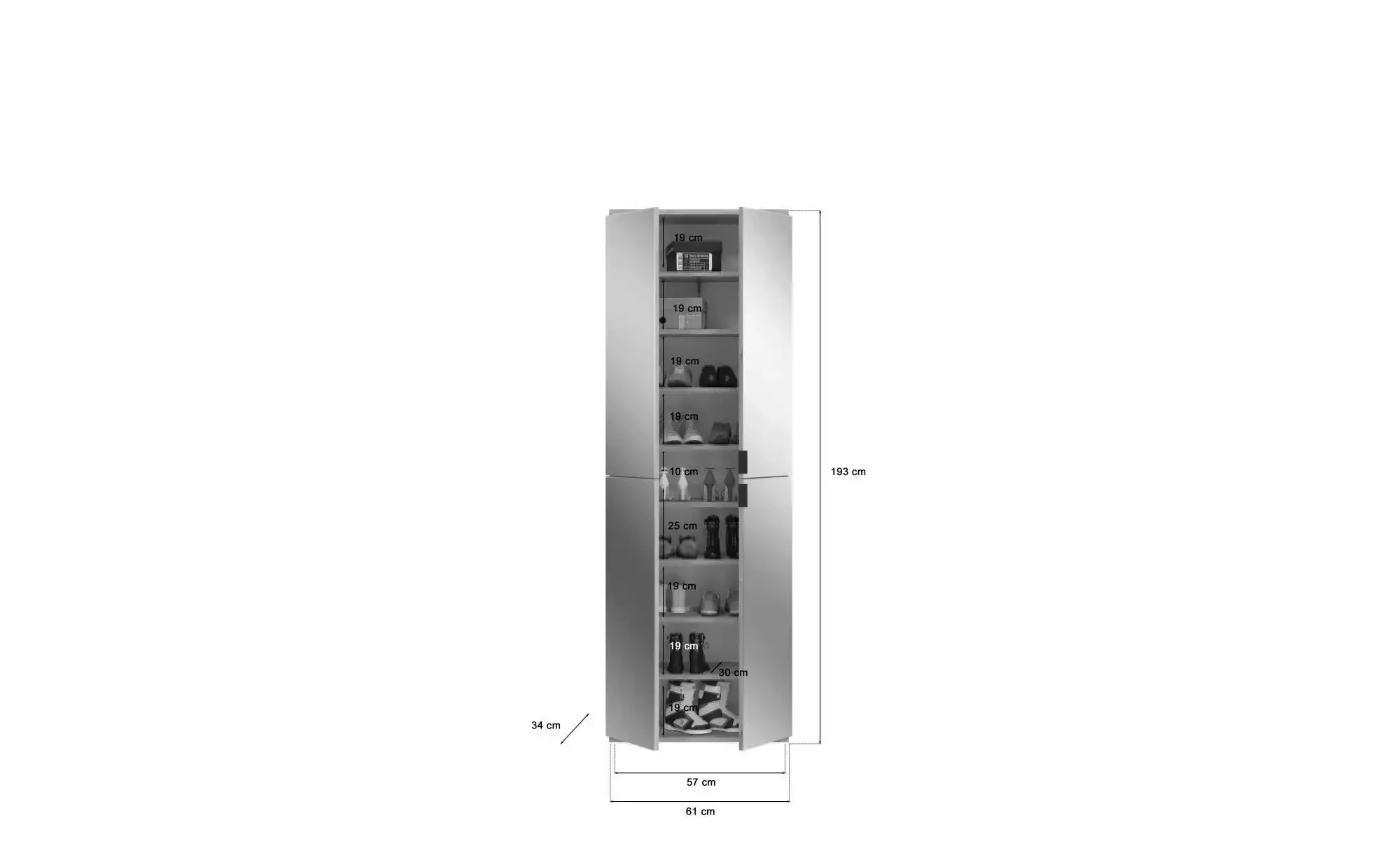 xonox.home Spiegelschrank in Artisan Eiche / Spiegelglas - 61x193x34cm (BxH günstig online kaufen