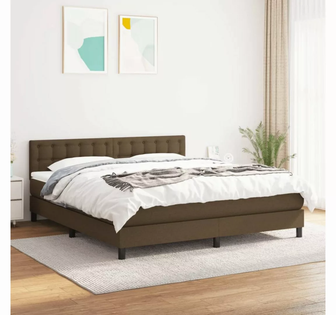 vidaXL Boxspringbett mit Matratze Dunkelbraun 180x200 cm Stoff1468067 günstig online kaufen