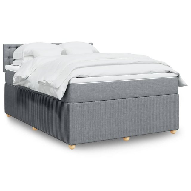 vidaXL Boxspringbett, Boxspringbett mit Matratze Hellgrau 140x200 cm Stoff günstig online kaufen