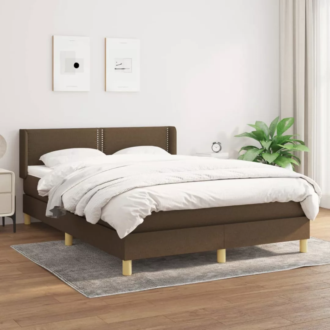 vidaXL Boxspringbett Boxspringbett mit Matratze Dunkelbraun 140x200 cm Stof günstig online kaufen