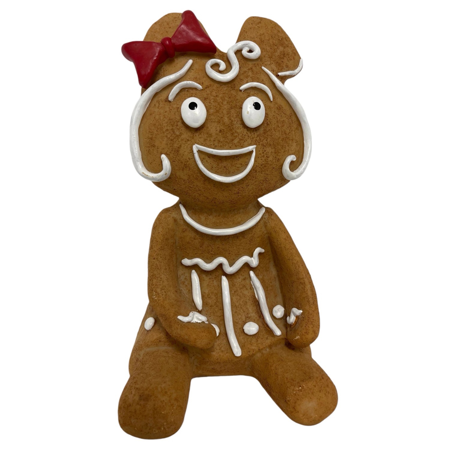 Deko-Weihnachtsfigur Lebkuchenfrau Sitzend Klein 24 cm Braun-Weiß günstig online kaufen