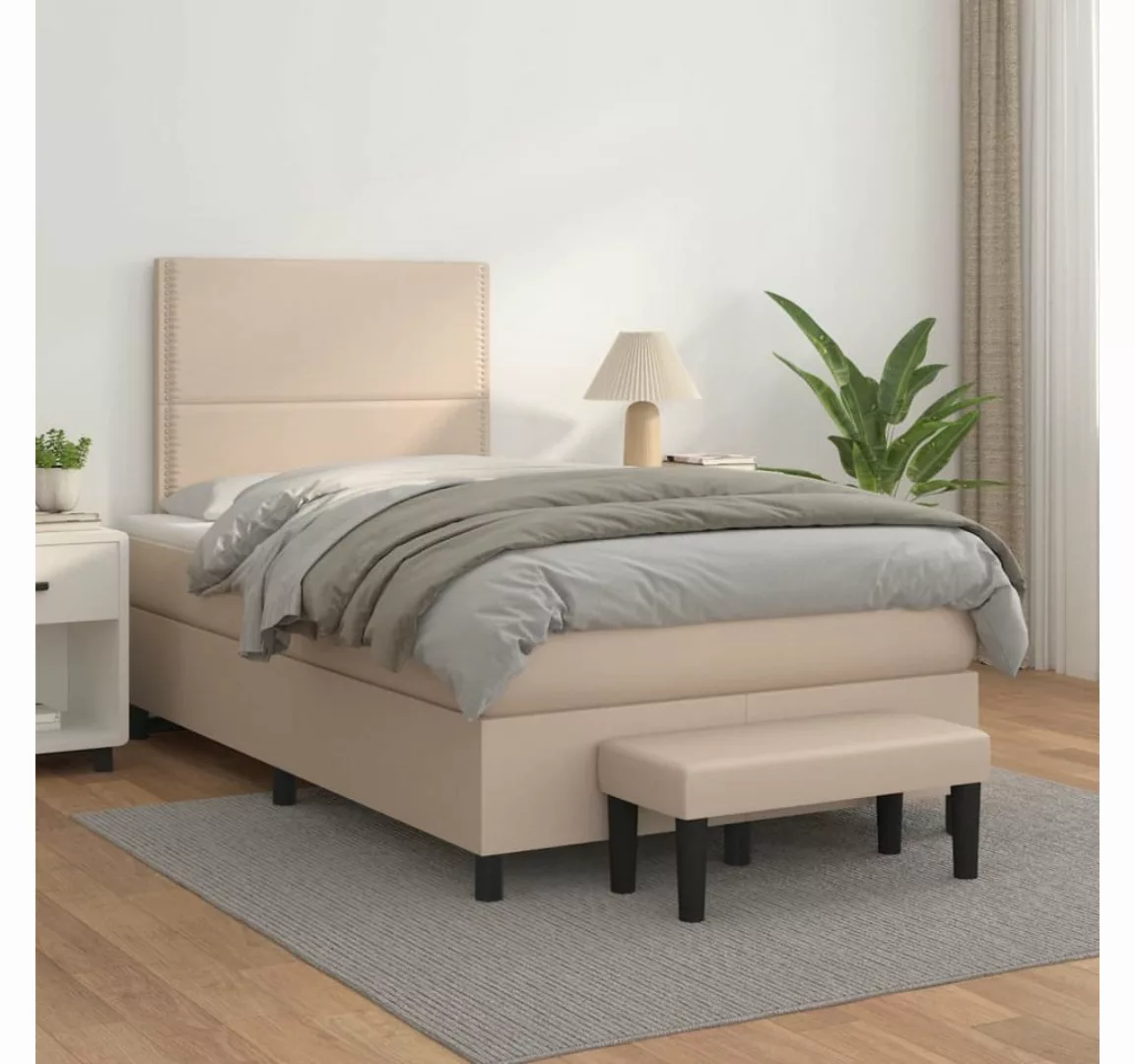 vidaXL Boxspringbett Boxspringbett mit Matratze und Fusshocker Kunstleder ( günstig online kaufen