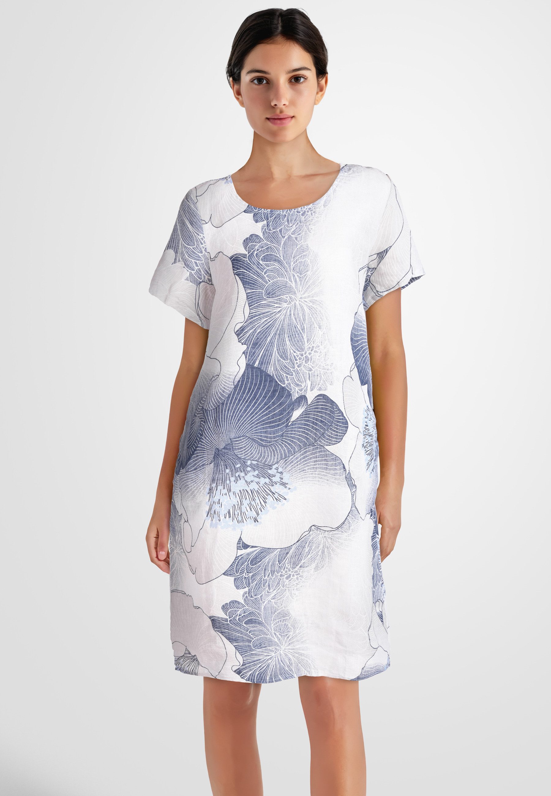 PEKIVESSA Sommerkleid Leinenkleid knielang mit kurzen günstig online kaufen