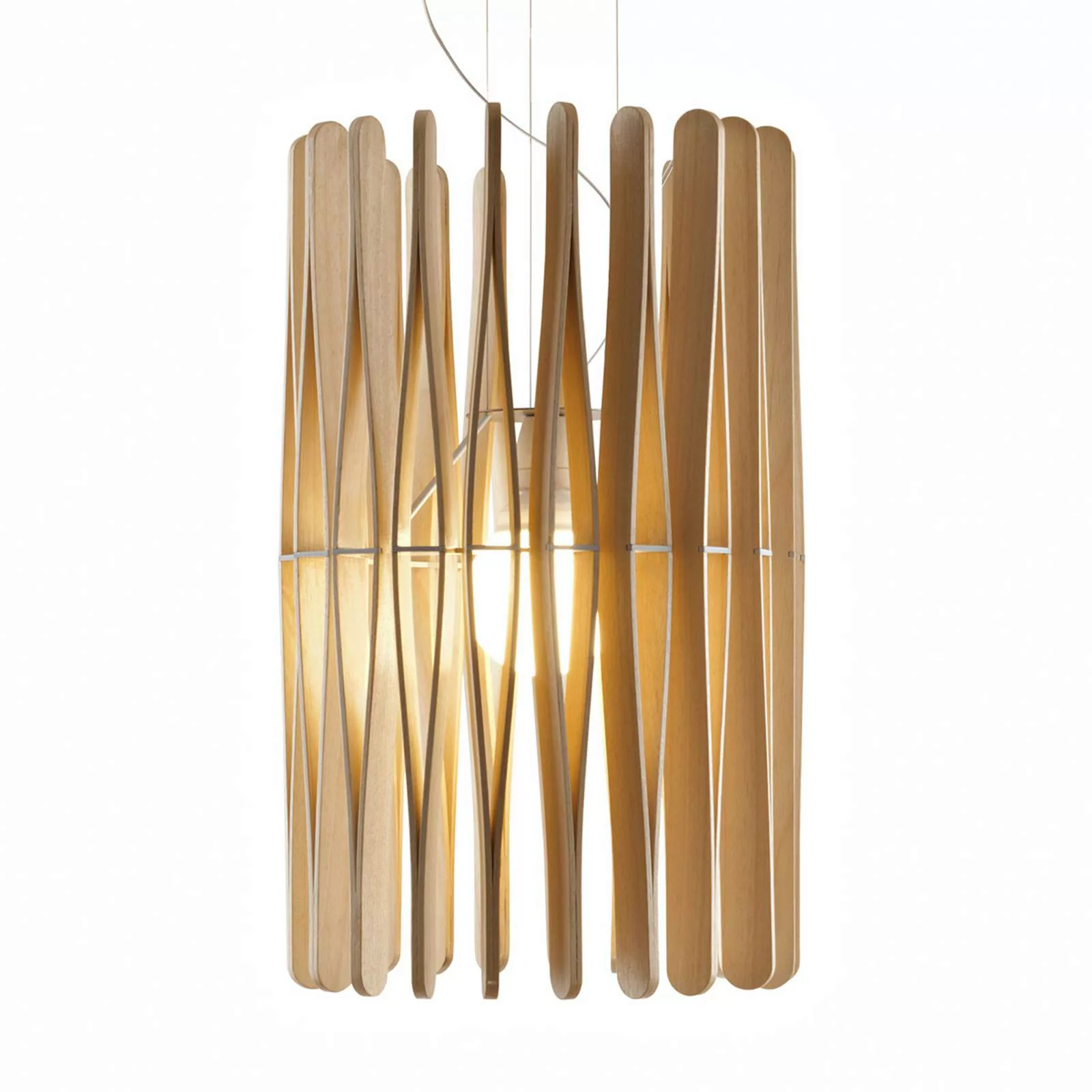 Fabbian Stick Holz-Hängeleuchte, zylindrisch, 43cm günstig online kaufen