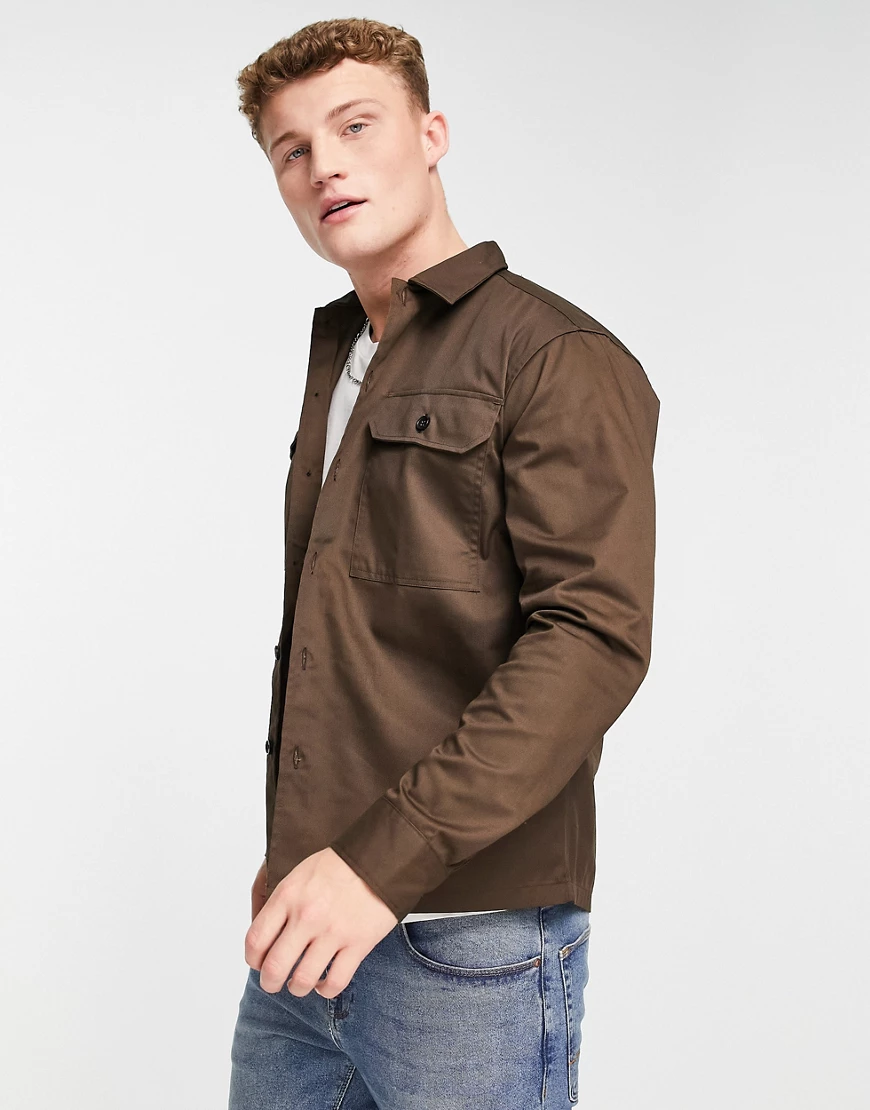 Selected Homme – Hemdjacke in Braun mit zwei Brusttaschen günstig online kaufen
