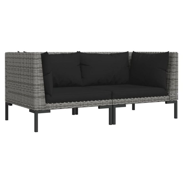 vidaXL Sofa, Gartensofas 2 Stk. mit Kissen Halbrundes Poly Rattan günstig online kaufen