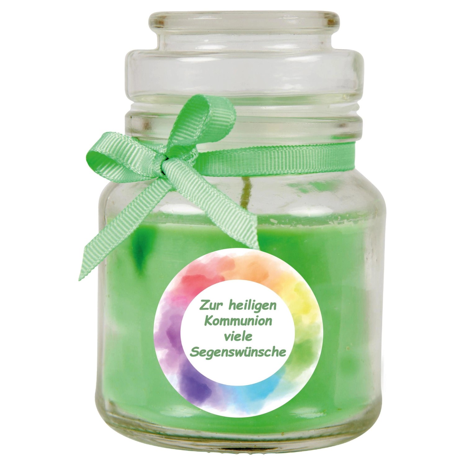 HS Candle Duftkerze & Bonbon Glas Kommunion Grün Kokos günstig online kaufen