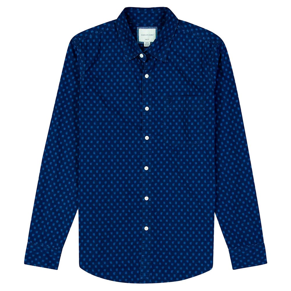 American Eagle Slim Fit Printed Button-up Langarm Hemd 2XL Navy günstig online kaufen