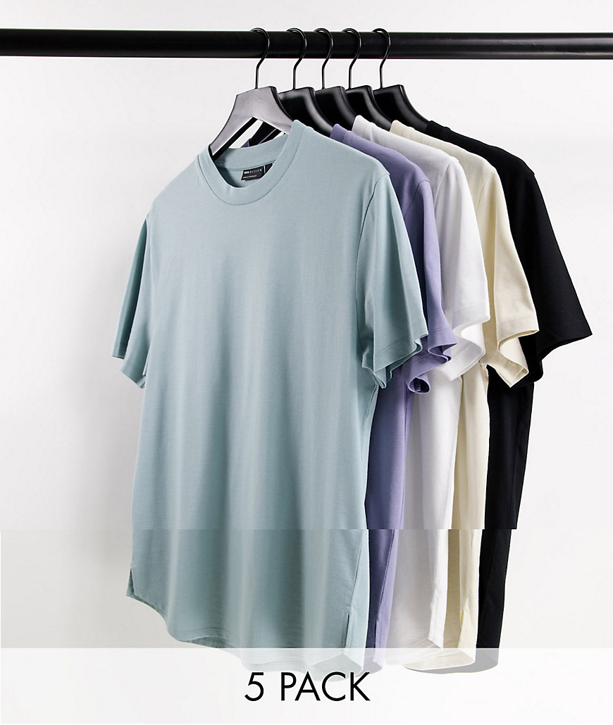 ASOS DESIGN – Lange T-Shirts aus Bio-Baumwolle mit seitlichen Schlitzen im günstig online kaufen