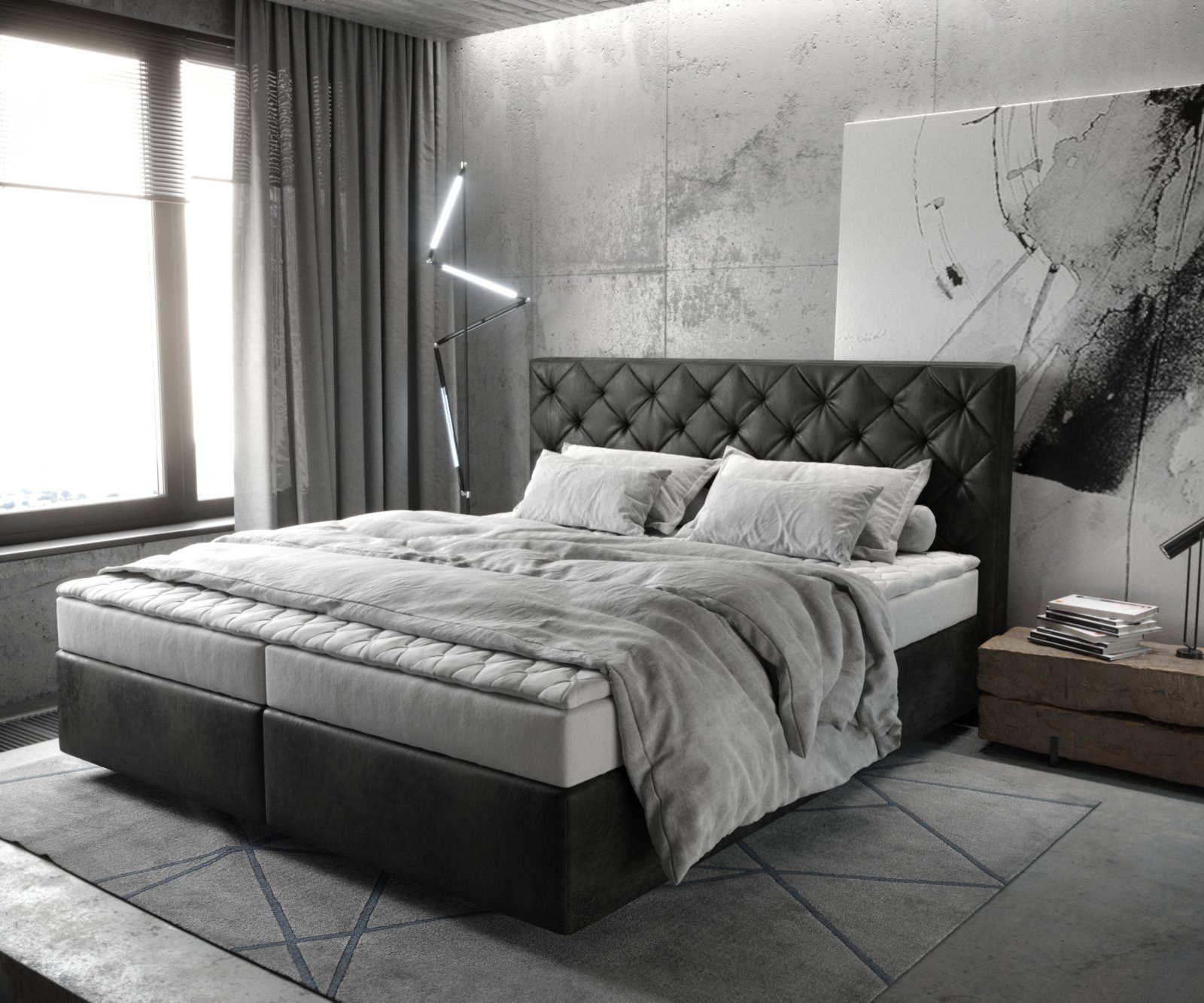 DELIFE Boxspringbett Dream-Great, Mikrofaser Anthrazit Vintage günstig online kaufen