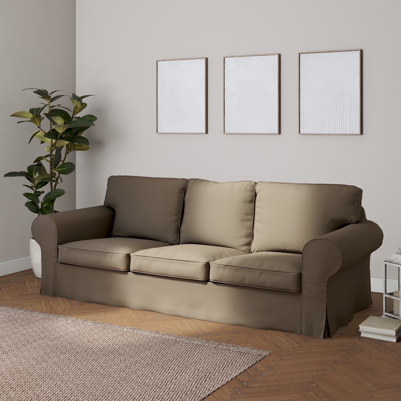 Bezug für Ektorp 3-Sitzer Sofa nicht ausklappbar, mokka, Sofabezug für Ekto günstig online kaufen