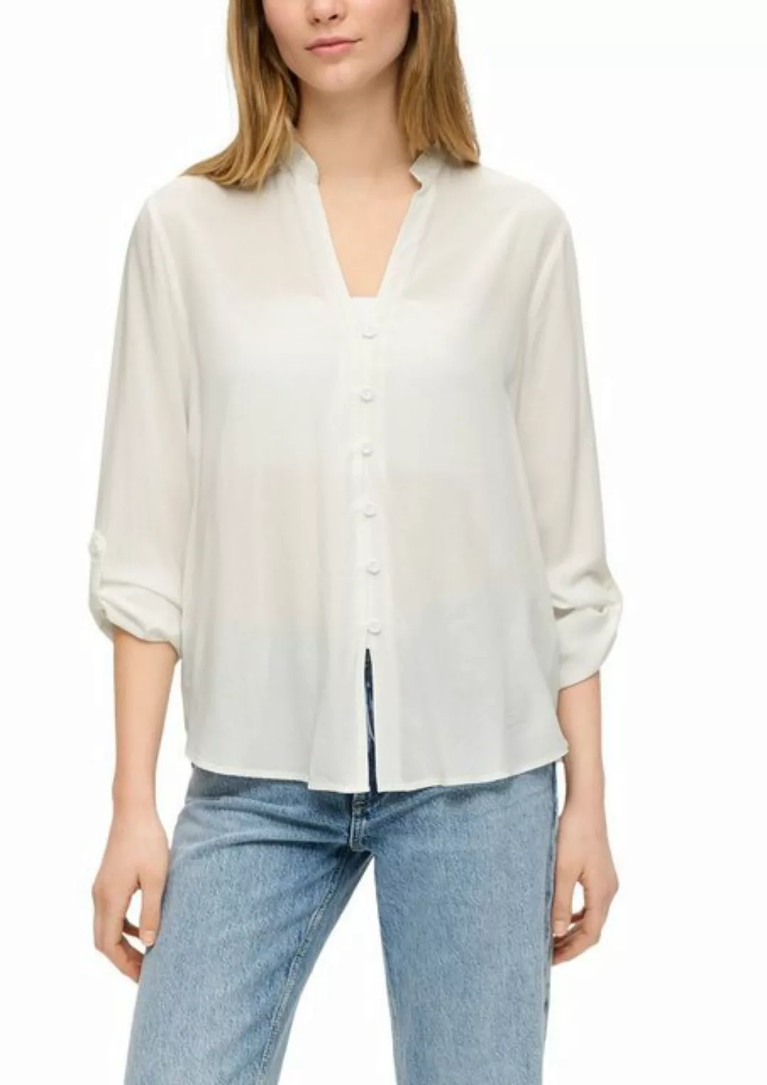 QS Klassische Bluse QS by s.Oliver Bluse mit V-Ausschnitt in Apricot (1-tlg günstig online kaufen