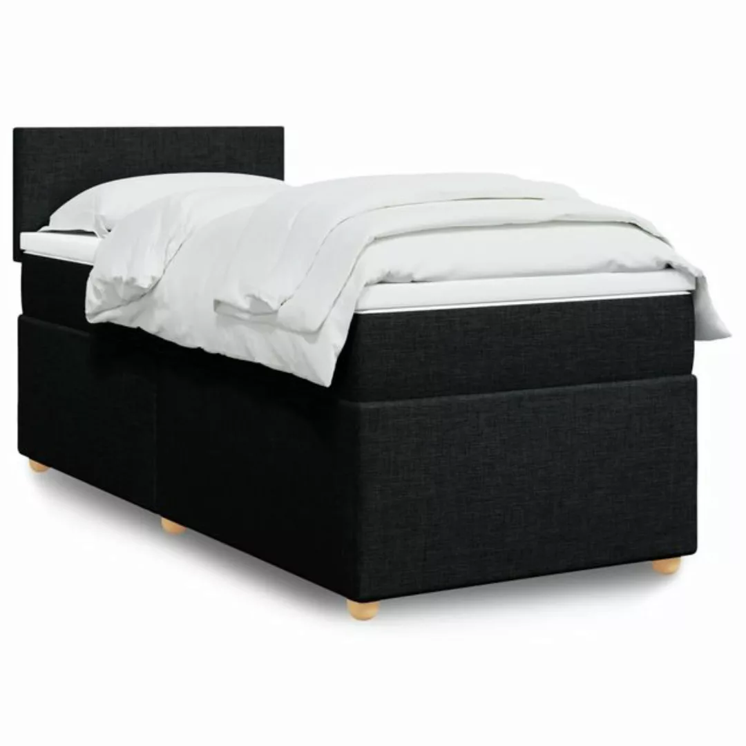 vidaXL Boxspringbett, Boxspringbett mit Matratze Schwarz Stoff günstig online kaufen