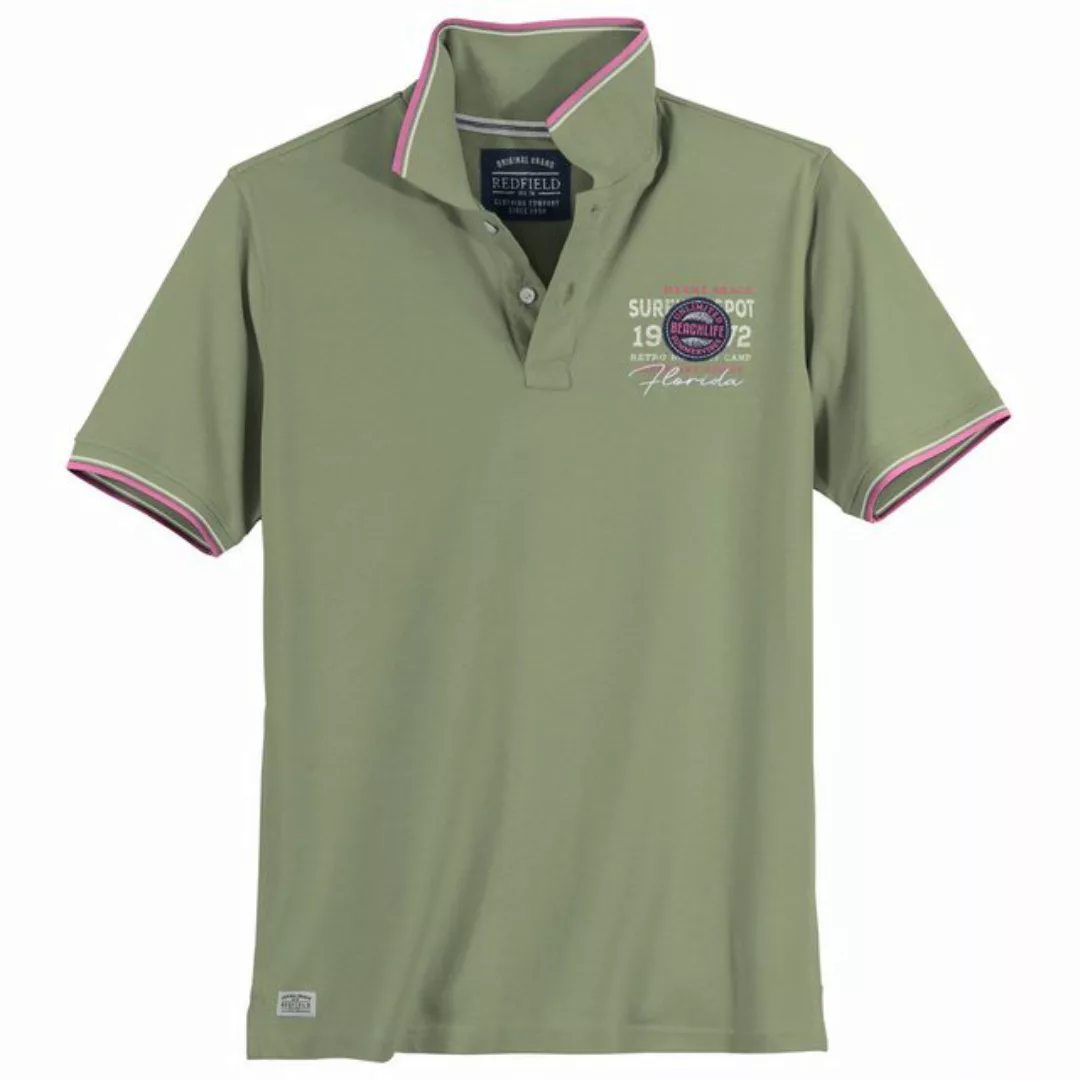 redfield Poloshirt Große Größen Herren Poloshirt khaki Brustprint Redfield günstig online kaufen