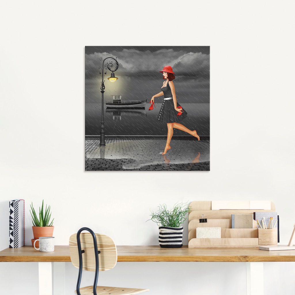 Artland Glasbild "Tanzen im Regen", Frau, (1 St.), in verschiedenen Größen günstig online kaufen