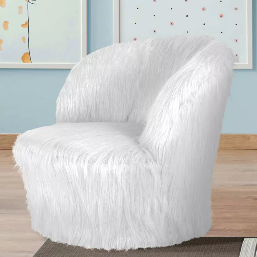 Kinderzimmer Sessel in Weiß Kunstfell günstig online kaufen