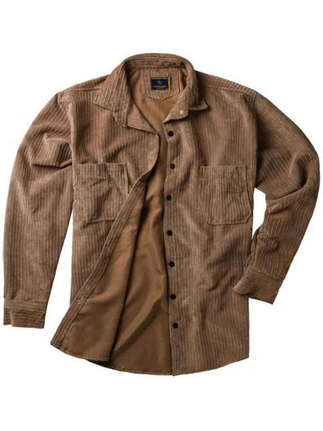 Lavecchia Langarmhemd Lavecchia Herren Cordhemd LV-5578 (Beige-Camel, 5XL) günstig online kaufen