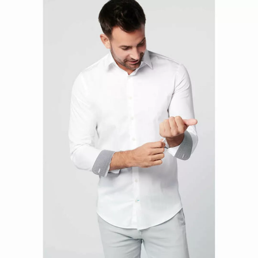 Nachhaltige Langarm Herren Hemd Shadow White günstig online kaufen