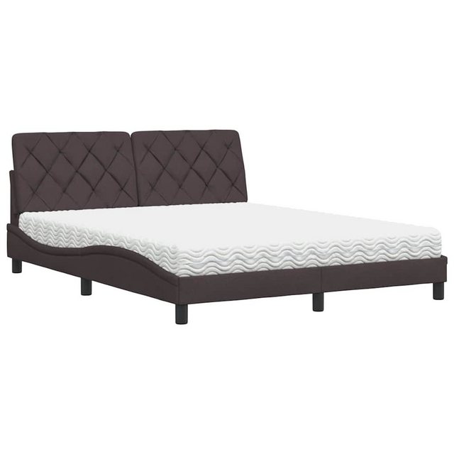 vidaXL Bett Bett mit Matratze Dunkelbraun 160x200 cm Stoff günstig online kaufen