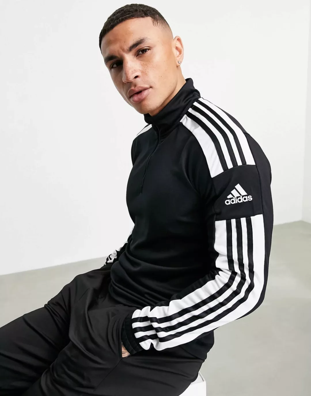 adidas – Football Squad 21 – Oberteil in Schwarz mit kurzem Reißverschluss günstig online kaufen