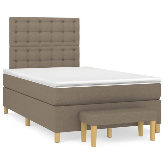 vidaXL Bettgestell Boxspringbett mit Matratze Taupe 120x200 cm Stoff Bett B günstig online kaufen