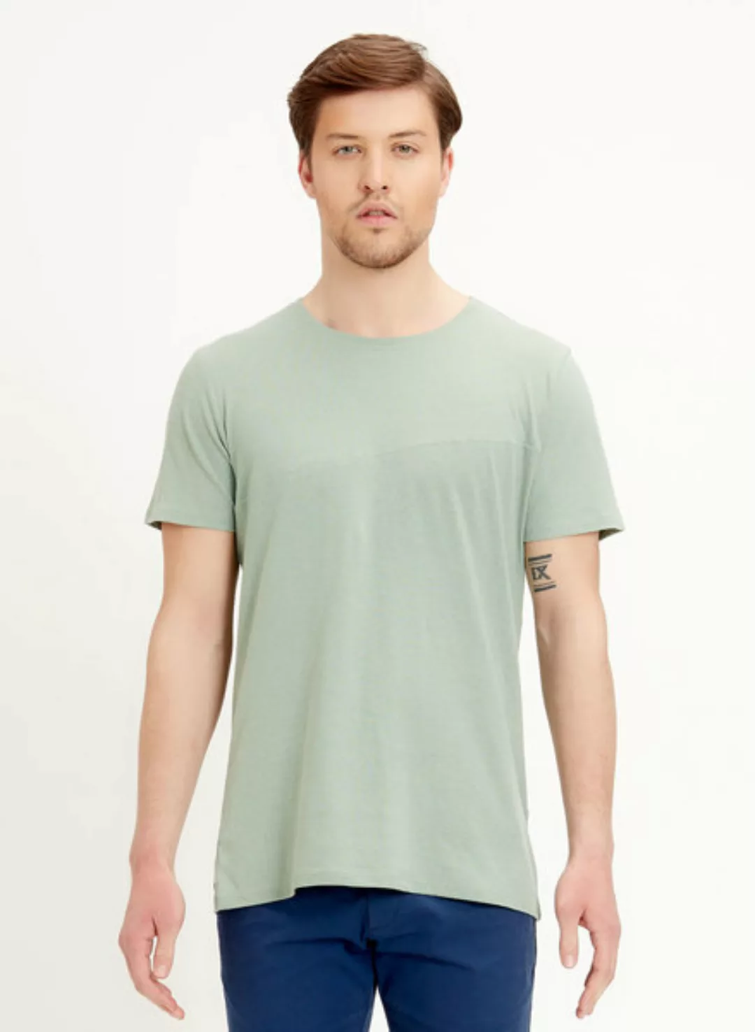 T-shirt Aus Leinen Bio-baumwolle Mix Mit Asymmetrischem Schnitt günstig online kaufen