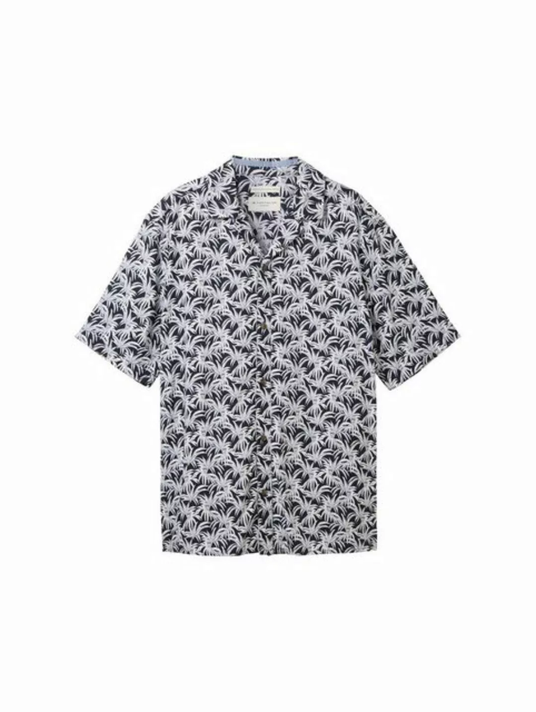 TOM TAILOR T-Shirt comfort printed viscose shirt, navy coloured leaf design günstig online kaufen