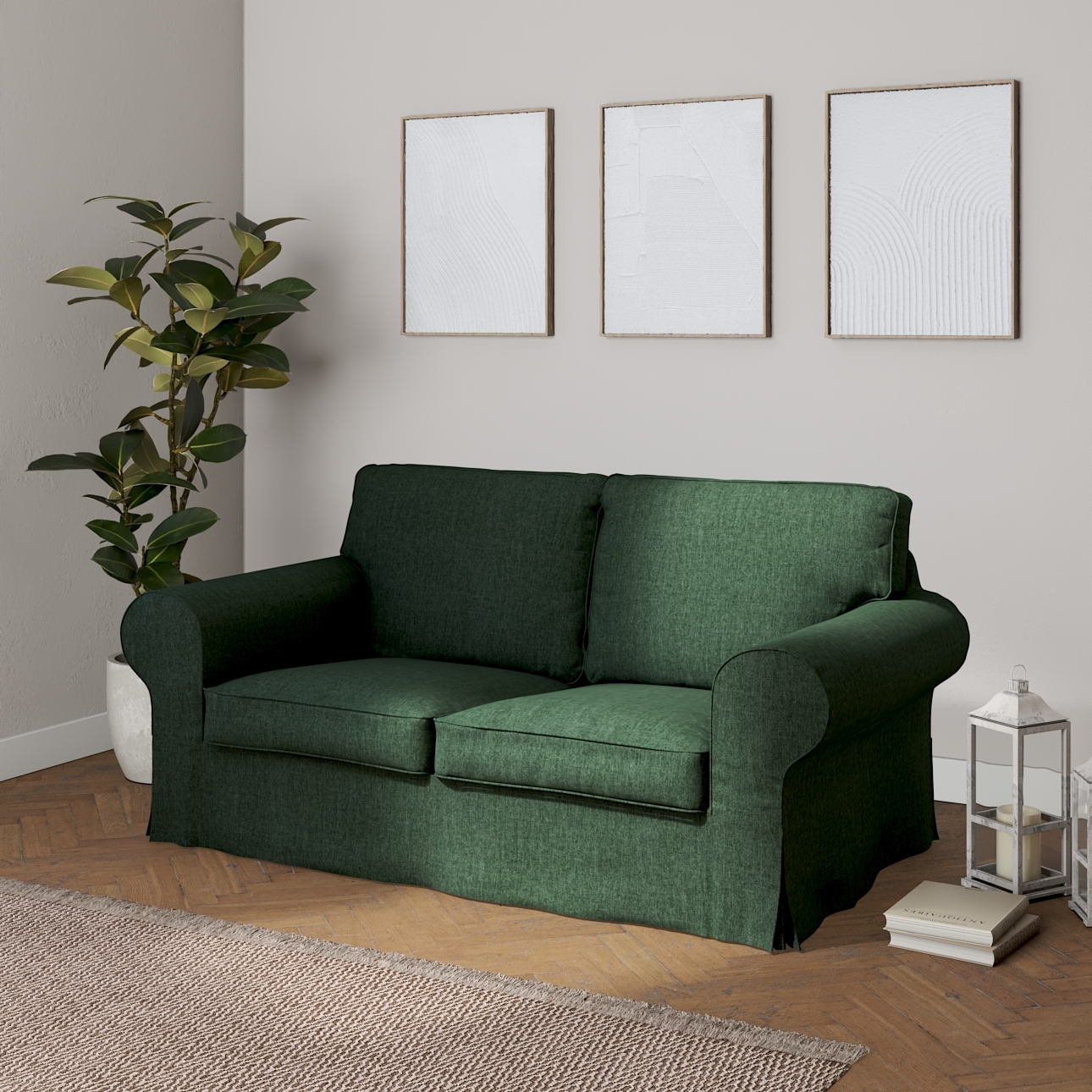Bezug für Ektorp 2-Sitzer Sofa nicht ausklappbar, dunkelgrün, Sofabezug für günstig online kaufen