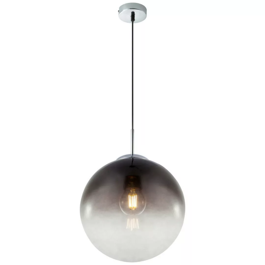 GLOBO Pendelleuchte 15863 Chrom Rauchglas H/D: ca. 120x30 cm E27 1 Brennste günstig online kaufen