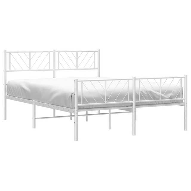 vidaXL Bett Bettgestell mit Kopf- und Fußteil Metall Weiß 150x200 cm günstig online kaufen