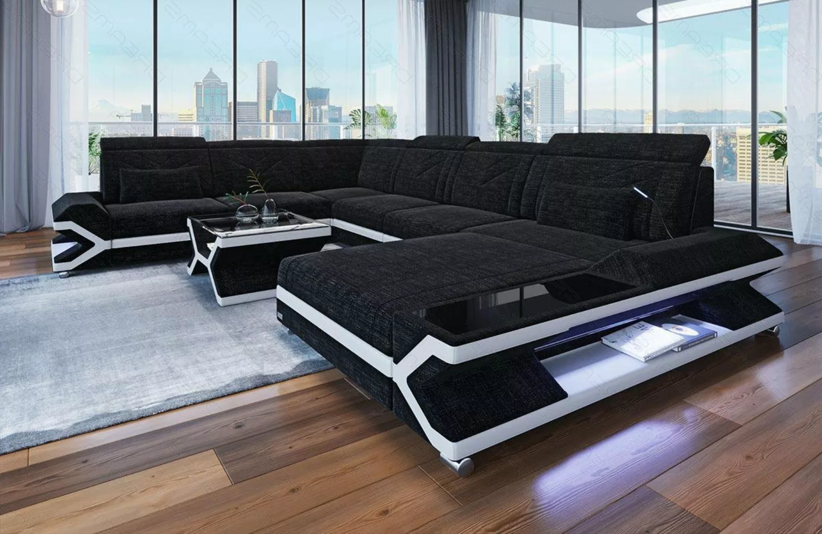 Sofa Dreams Wohnlandschaft Stoff Couch Polstersofa Napoli XXL U Form Stoffs günstig online kaufen