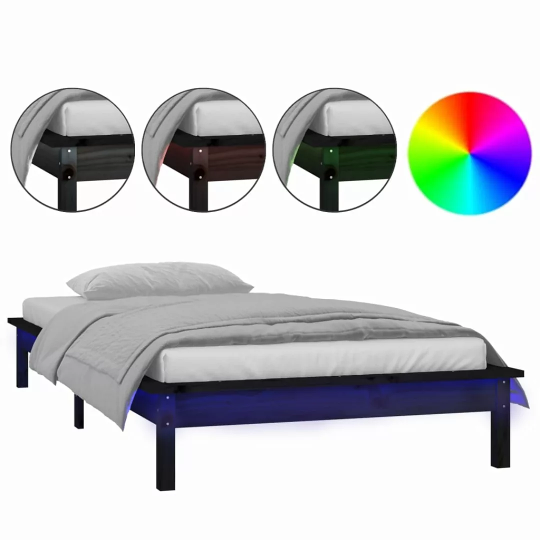 Vidaxl Massivholzbett Mit Leds Schwarz 100x200 Cm günstig online kaufen