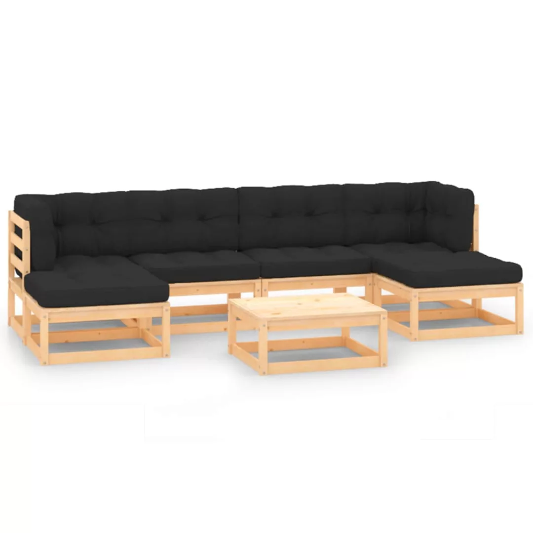 Vidaxl 7-tlg. Garten-lounge-set Mit Anthrazit Kissen Massivholz Kiefer günstig online kaufen