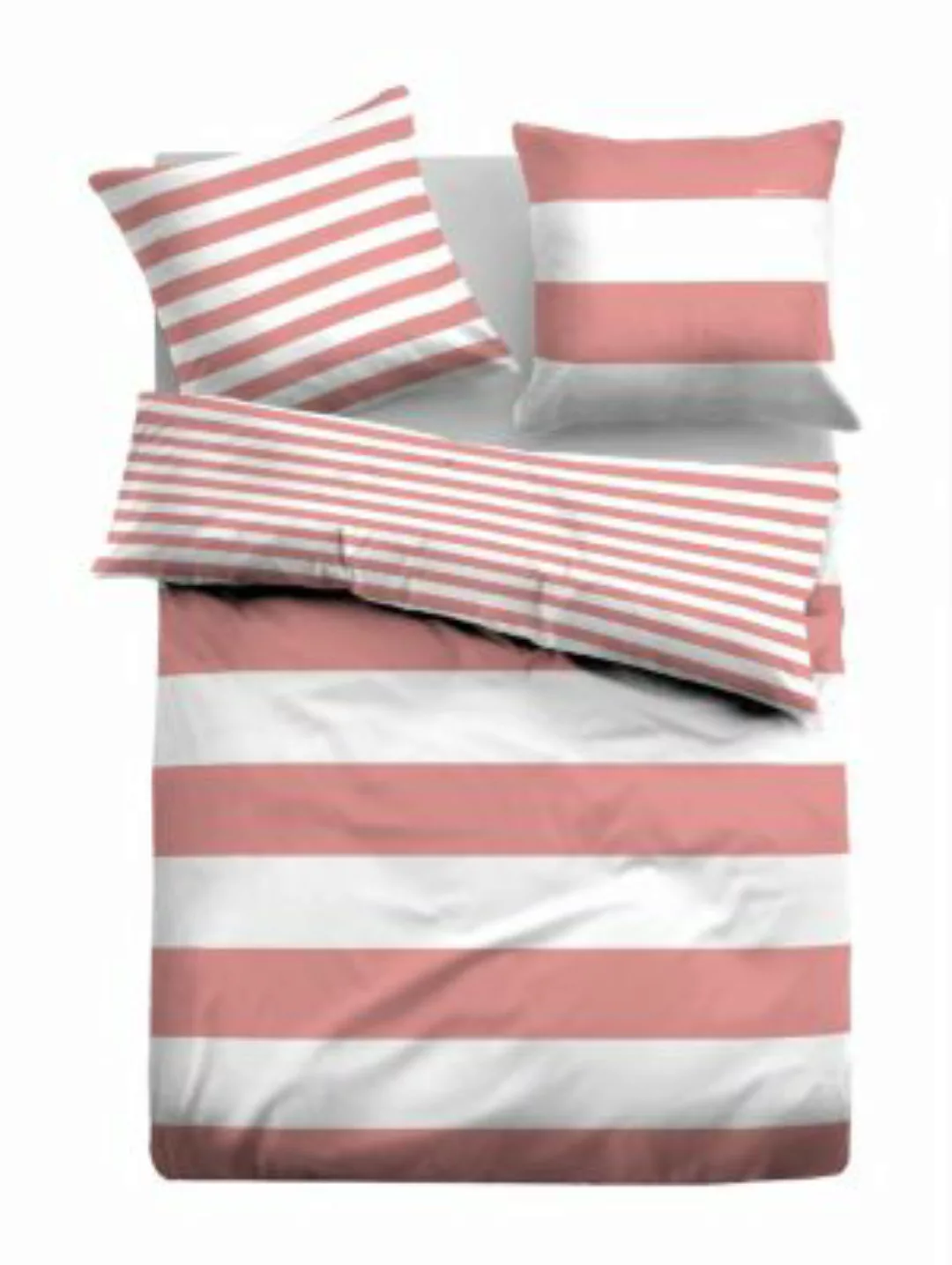 TOM TAILOR Bed Gestreifte Linon Bettwäsche Bettwäsche rosa/weiß Gr. 135 x 2 günstig online kaufen