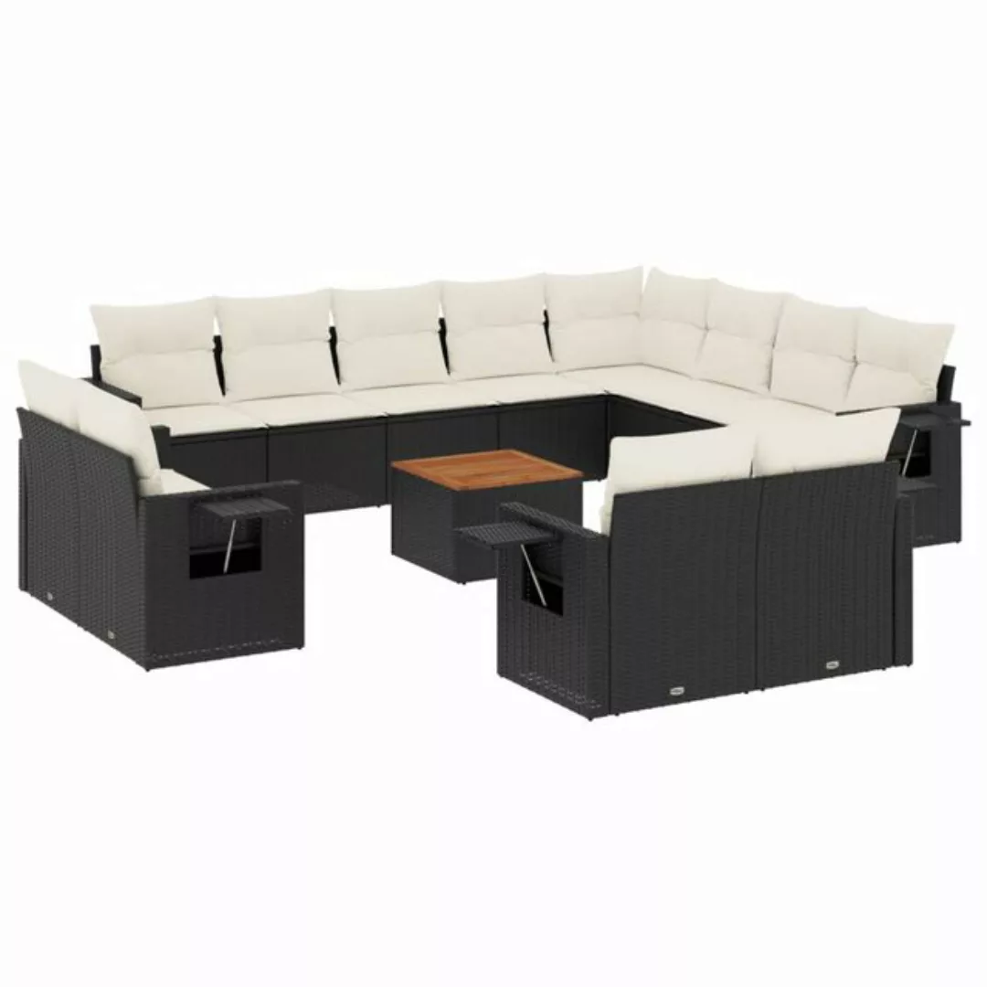 vidaXL Sofaelement 13-tlg. Garten-Sofagarnitur mit Kissen Schwarz Poly Ratt günstig online kaufen