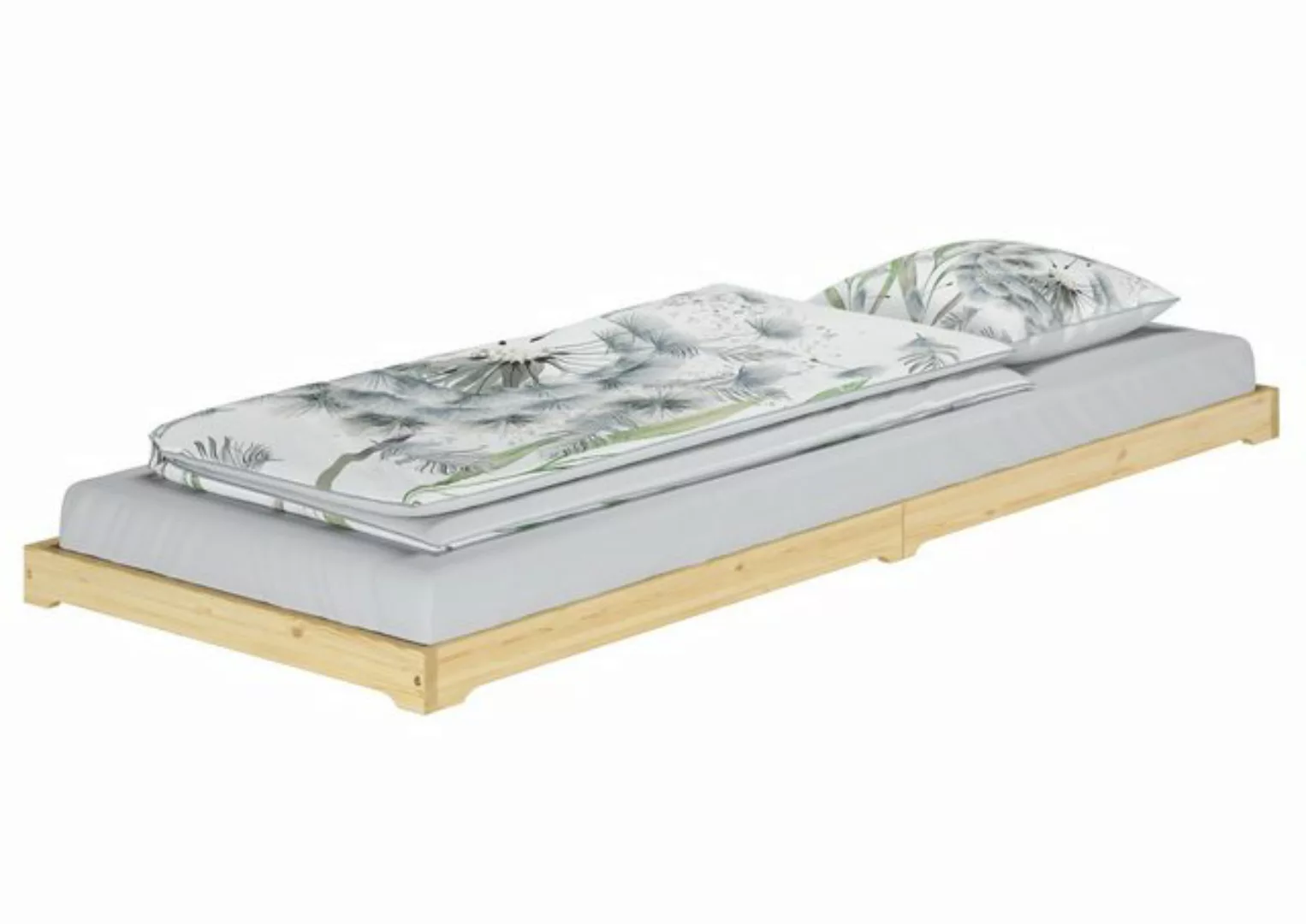 ERST-HOLZ Einzelbett Überlanges Holzbett Kiefer massiv extra niedrig 90x220 günstig online kaufen