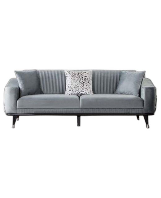 Xlmoebel Sofa Graue Designer-Sofa Samt Dreisitzer Luxus Einrichtung, 1 Teil günstig online kaufen