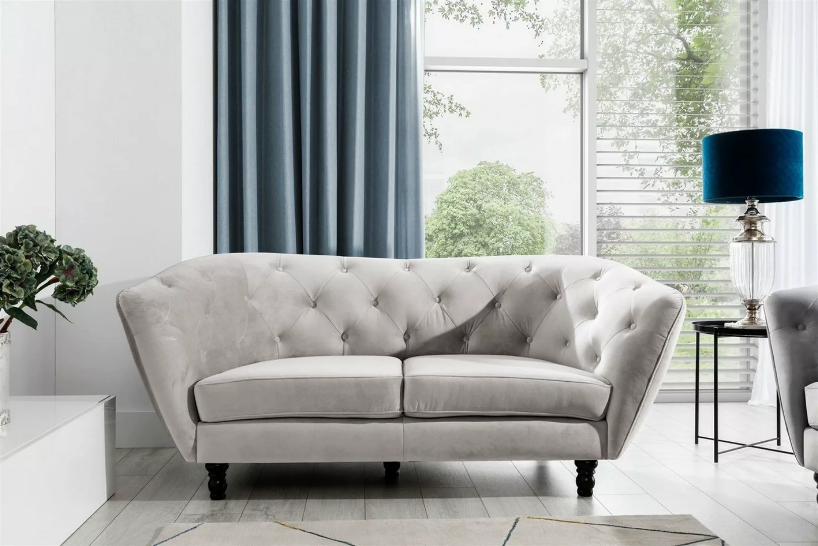 Fun Möbel Sofa Sofa Designer-Sofa Charlotte 2-Sitzer Stoff, 1 Teile günstig online kaufen