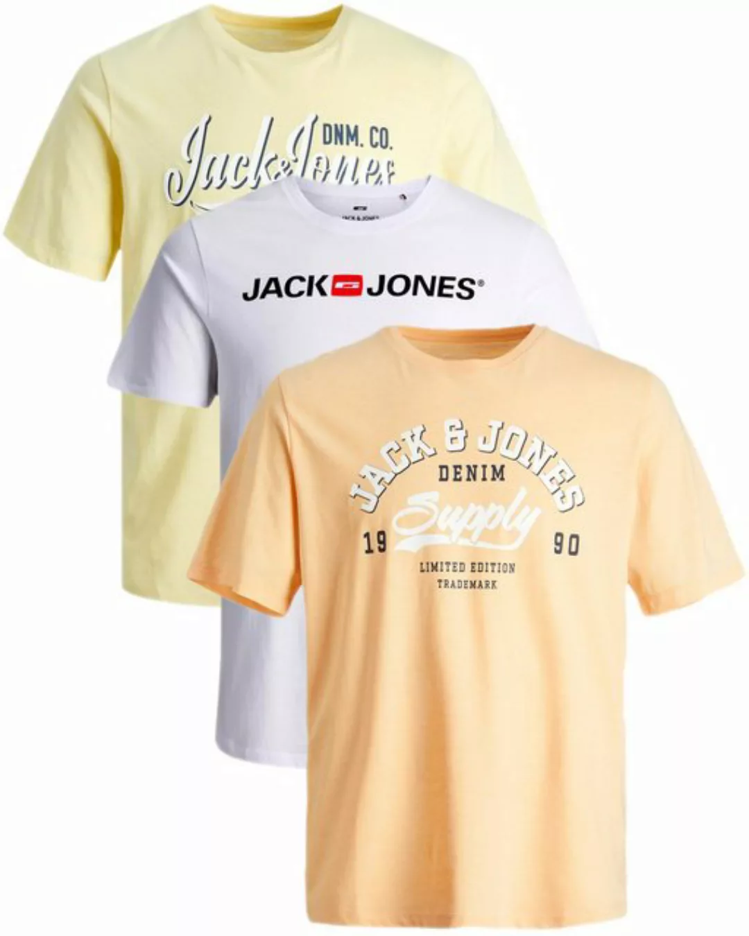 Jack & Jones Print-Shirt Bequemes Slimfit Shirt (Spar-Set, 3er-Pack) in Uni günstig online kaufen